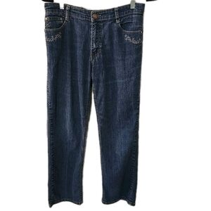COS Jeans Bootcut Wide Leg‎ Denim Mid-Rise Stretch Embroidery Pockets Size 6P
